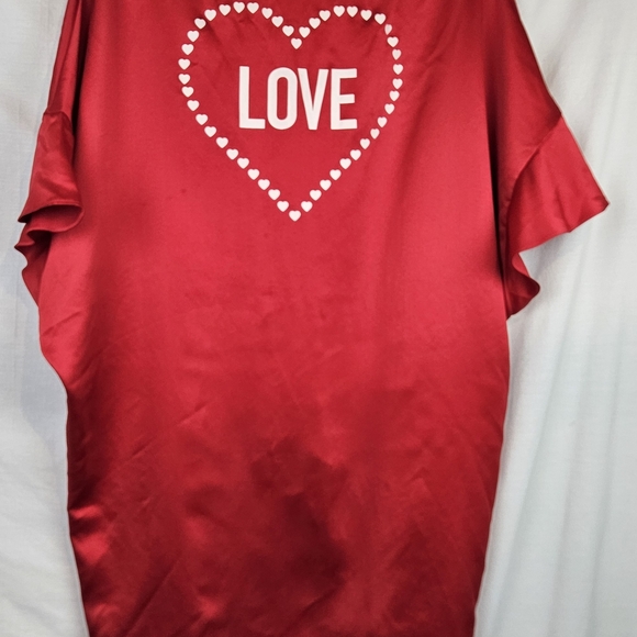 Victoria Secret Red Satin Robe Tie Front OS Cardigan Kimono Sexy Feminine - Picture 2 of 6